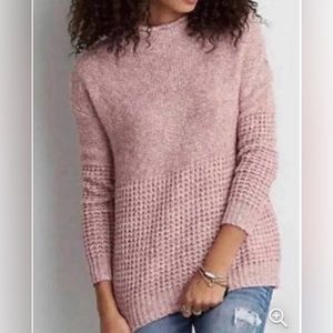 AMERICAN EAGLE Pink Oversized Chunky Knit Long Sleeve Sweater